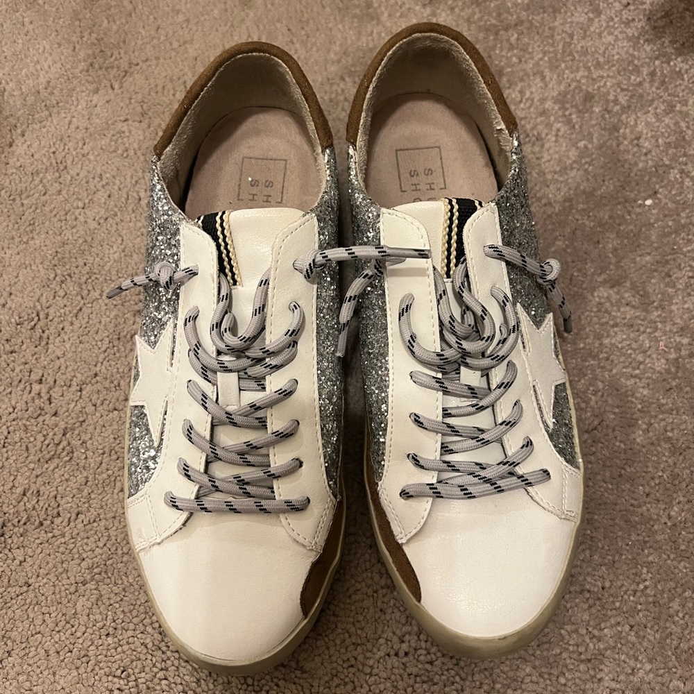 Star sneakers silver sparkle